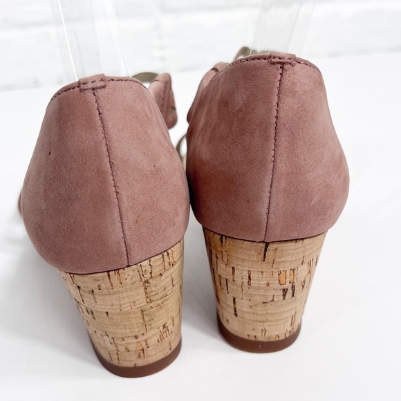 LUCCA LANE Evan Cork Wedge Blush Suede Sandals - Picture 5 of 9